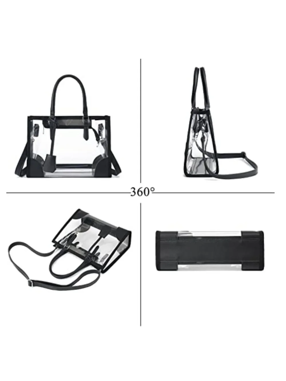 Clear Tote Bag Stadium Approved Transparent Crossbody Handbag Nylon